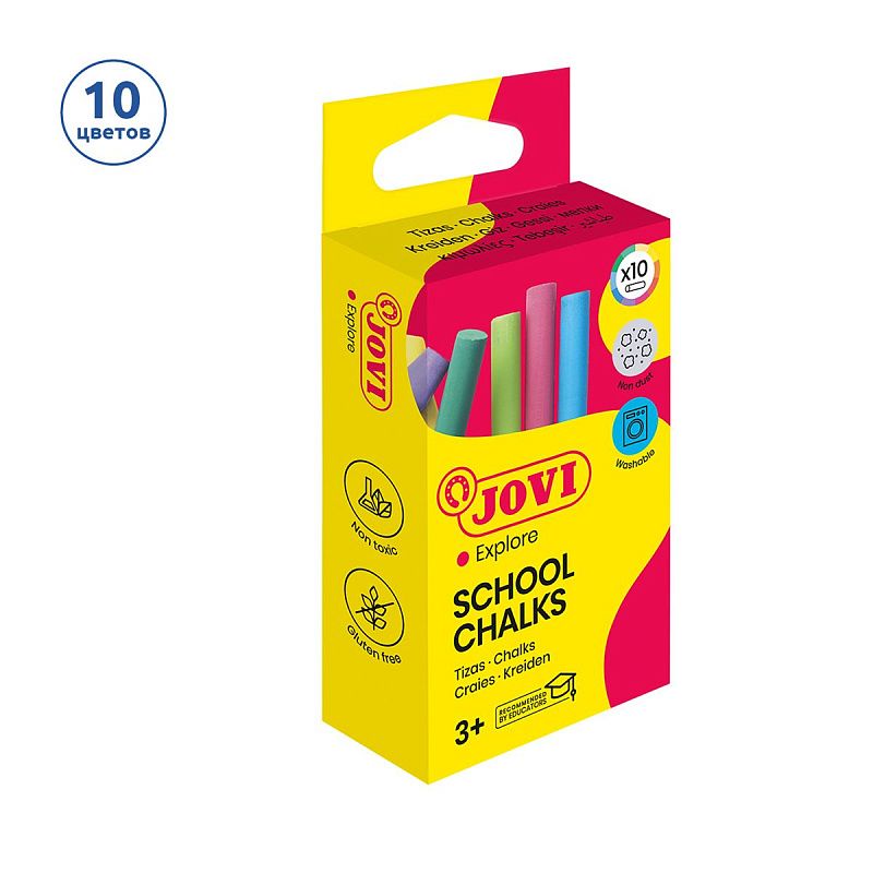Мелки цветные JOVI, 10цв., круглые, картонная коробка, европодвес 