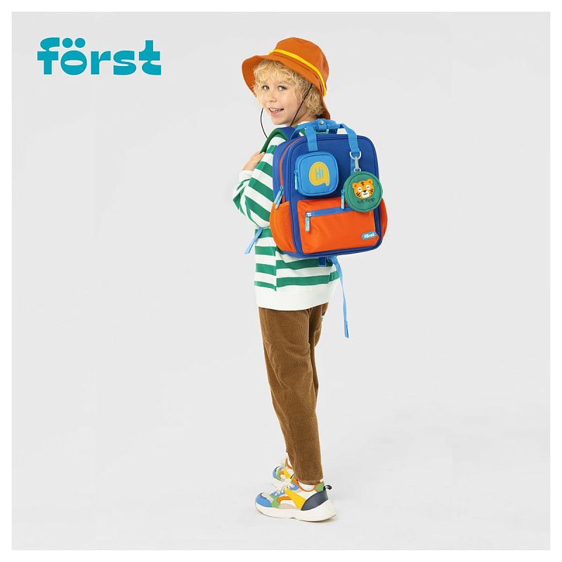 Рюкзак Först F-Kids "Hi, Tiger!" 30,5*25,5*12,5см, 1 отделение, 5 карманов, эргономичная спинка 