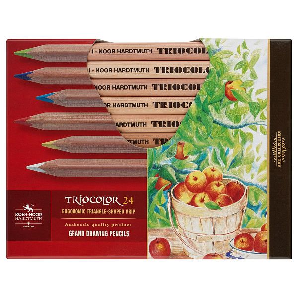 Карандаши цветные Koh-I-Noor "Jumbo Triocolor 3151", 24цв., трехгран., утолщен., неокр. корпус, картон