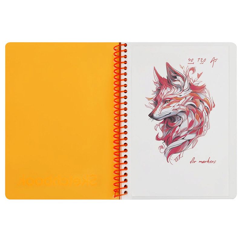 Скетчбук 40л., А5 BG "Neon. Orange", на гребне, маркерная бумага 120г/м2