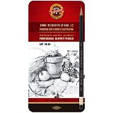 Набор карандашей ч/г Koh-I-Noor "Toison D`or 1902 Art" 12шт., 8B-8H, заточен., метал. пенал