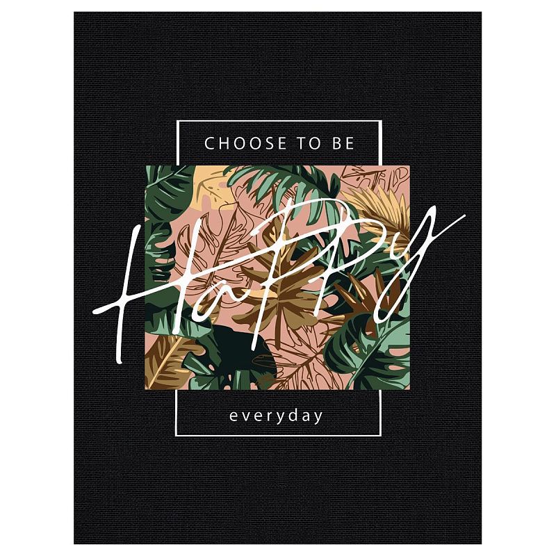 Картина по номерам на черном холсте ТРИ СОВЫ "Будь счастлив", 30*40, c акриловыми красками и кистями