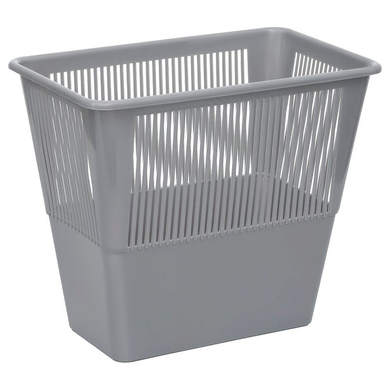 Корзина для бумаг СТАММ, 12л., прямоугольная, сетчатая, серая
