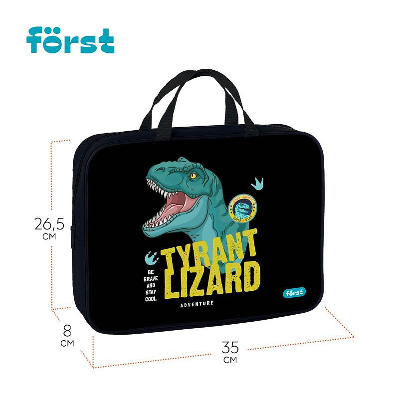 Папка текстильная с ручками 1 отделение, А4 Först "Cool adventure", 350*265*80мм, текстиль, на молнии 