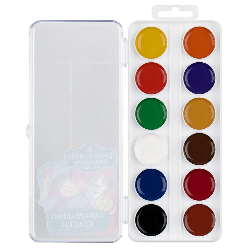 Акварель Мульти-Пульти "Волшебник Изумрудного Города", медовая, 12 цветов, без кисти, пластик, европодвес