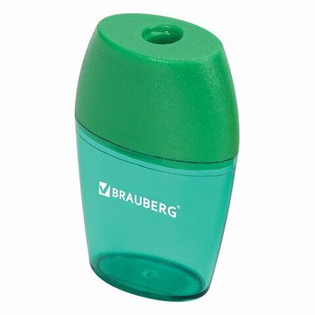 Точилка BRAUBERG "Diamond", с контейнером, овальная, в дисплее, ассорти, 222491 