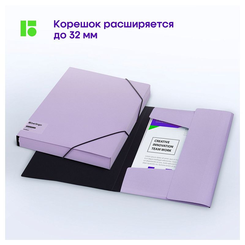Папка на резинке Berlingo "Instinct" А4, пластик, 600мкм, лаванда 