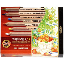 Карандаши цветные Koh-I-Noor "Jumbo Triocolor 3151", 24цв., трехгран., утолщен., неокр. корпус, картон