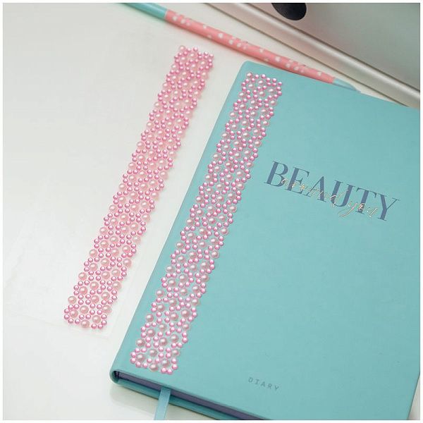 Наклейки акриловые MESHU "Pink line", 25*7,8см, стразы, 500 наклеек, инд. уп., европодвес