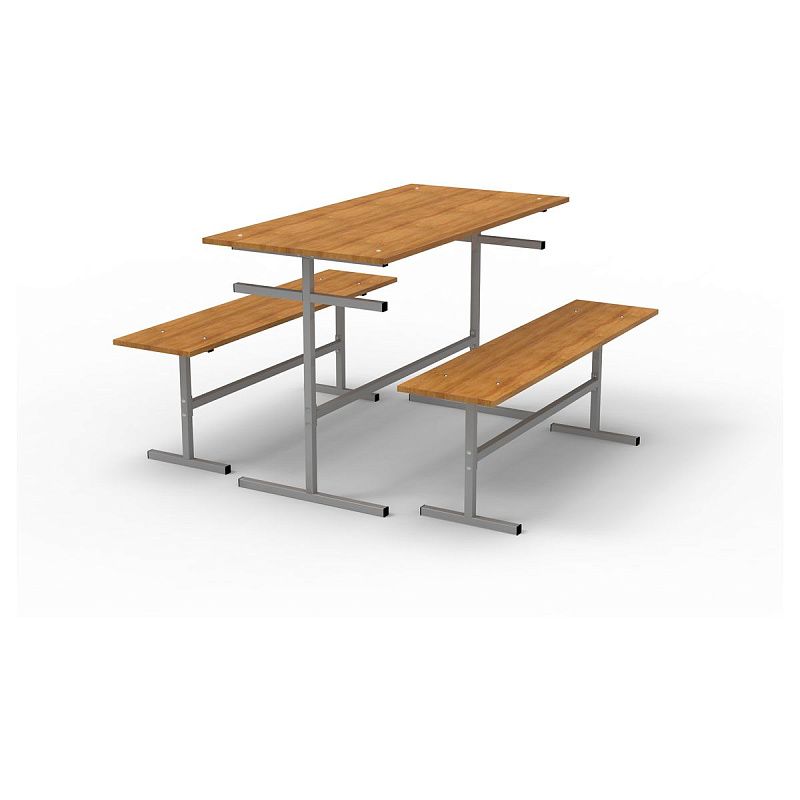 Стол обеденный под скамью Титан ССТ, 6-местный, 1500*600*760, каркас серый, столешница ЛДСП бук (ПОД ЗАКАЗ)