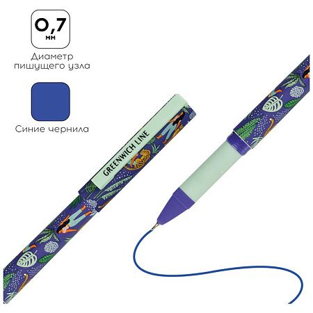 Ручка шариковая Greenwich Line "Lovely leopard" синяя, 0,7мм, игольчатый стержень, грип, софт-тач 