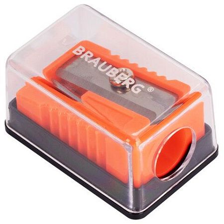 Точилка BRAUBERG "Assistant Mini", с контейнером, пластиковая, корпус ассорти, 228458 