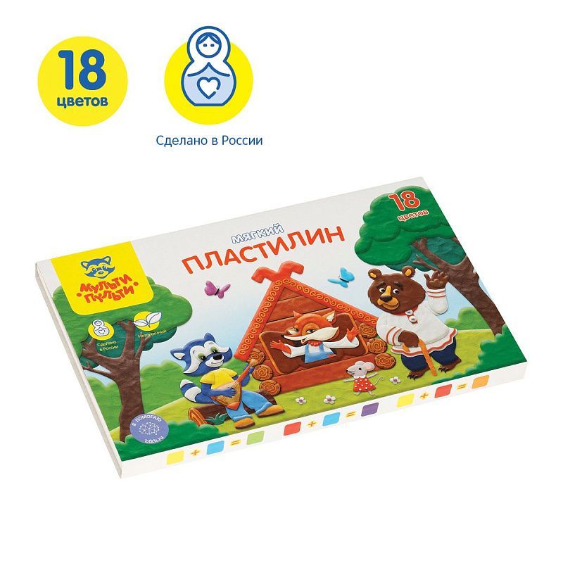 Пластилин Мульти-Пульти "Енот в сказке", 18 цветов, 216гр, со стеком, картон