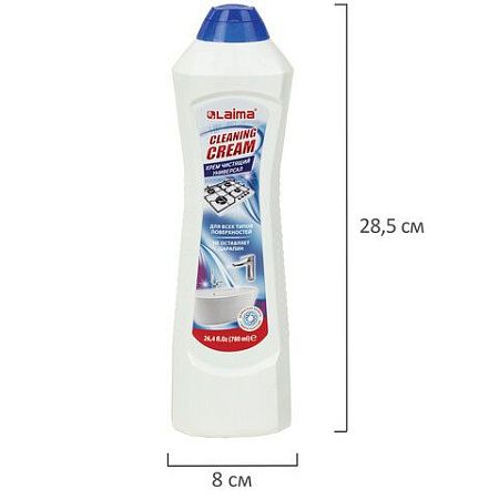 Чистящее средство универсальное крем 780мл LAIMA "White fresh", 608661 