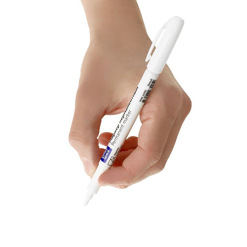 Маркер перманентный OfficeSpace белый, пулевидный, 1мм 