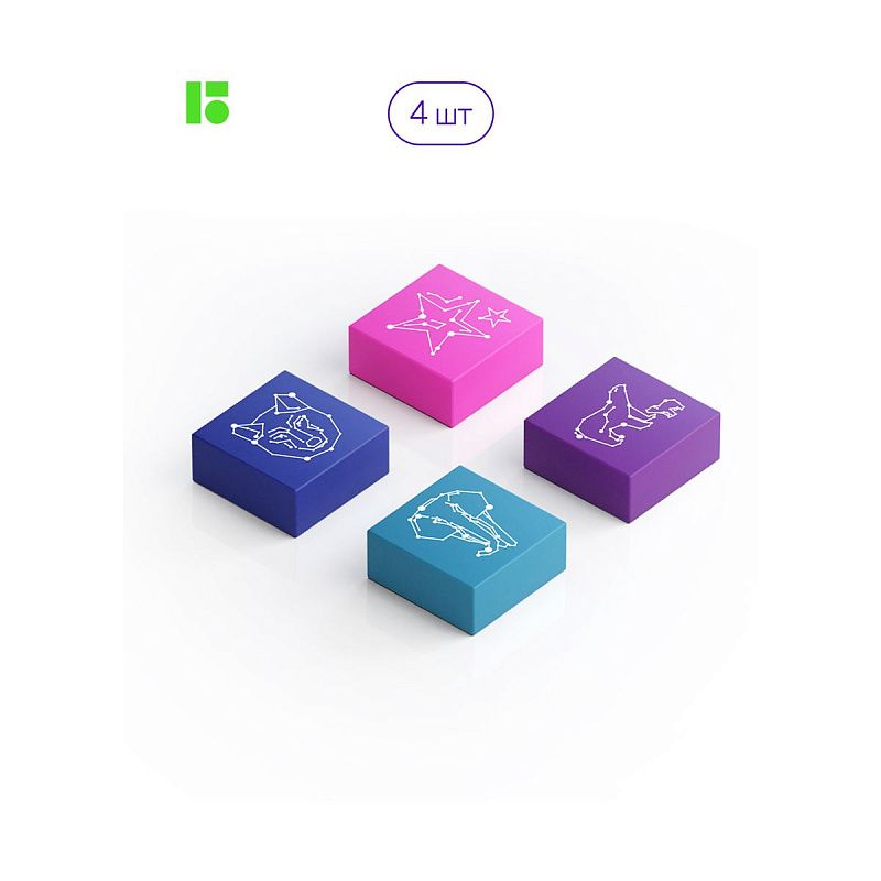 Ластик Berlingo "Azure", 4шт., прямоугольный, 28*28*12мм, блистер 