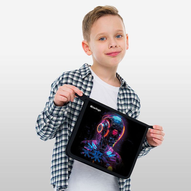 Папка для тетрадей 1 отделение, А5 Berlingo "Cyberpunk", 240*205*40 мм, пластик, на молнии 