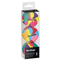 Ластик Berlingo "Color Block", 6шт., круглый, 36*36*11мм, PVC бокс