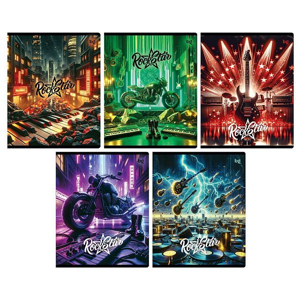 Тетрадь 40л., А5, клетка BG "Rock Star", эконом