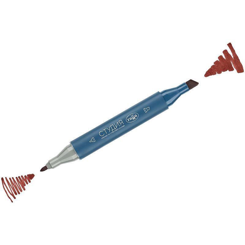 Маркер двусторонний для скетчинга Гамма "Студия", кирпичный, корпус трехгранный, пулевид./клиновид. наконечники