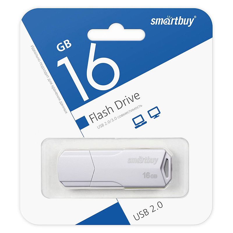 Память Smart Buy "Clue"  16GB, USB 2.0 Flash Drive, белый