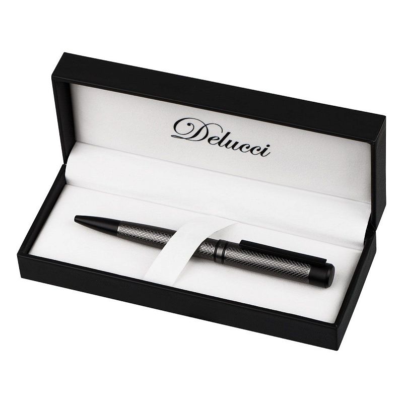 Ручка шариковая Delucci "Antica" синяя, 1,0мм, корпус графит/черный, поворотн., подарочная упаковка 