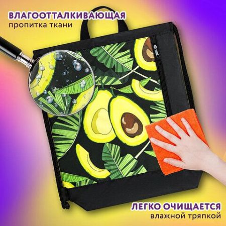 Мешок для обуви ЮНЛАНДИЯ, с ручками, боковой карман на молнии, 46х36 см, "Fresh", 271063 