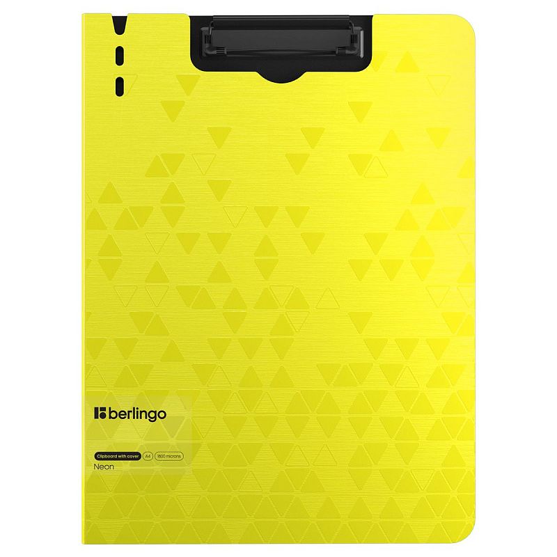 Папка-планшет с зажимом Berlingo "Neon" А4, пластик (полифом), 1800мкм, желтый неон 