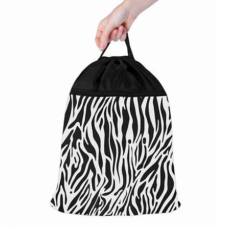 Мешок для обуви BRAUBERG БОЛЬШОЙ, с ручкой, карман на молнии, сетка, 49х41 см, "Zebra", 271611 