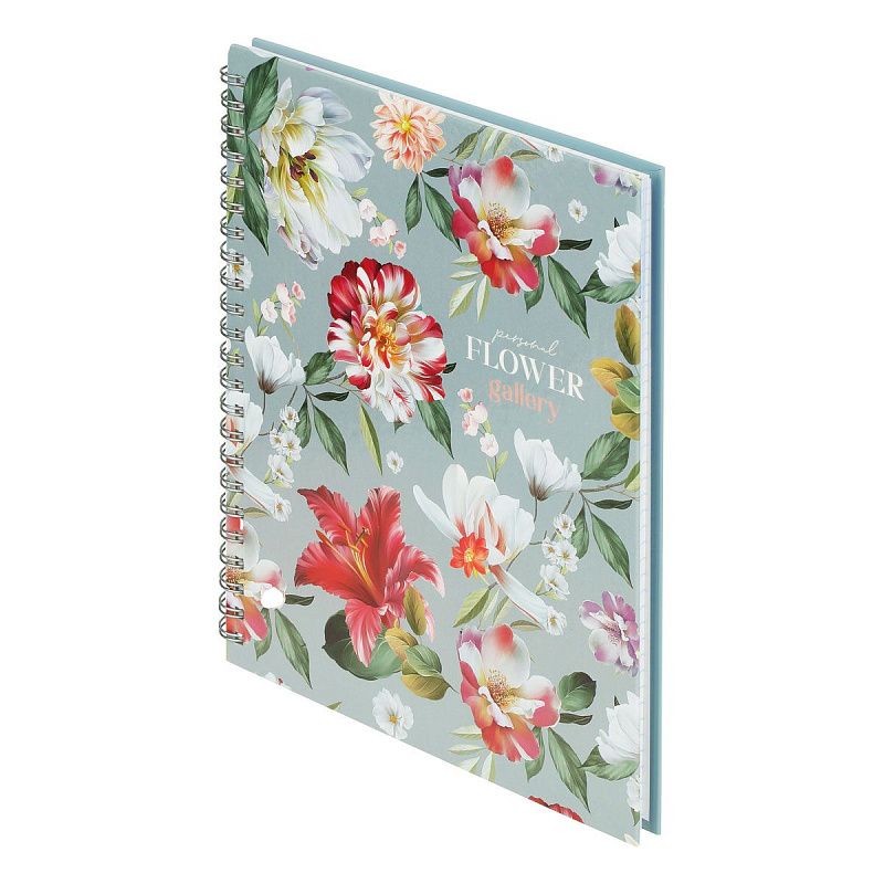 Тетрадь 80л., А5, клетка на гребне BG "Flower gallery", глянцевая ламинация, твердая обложка