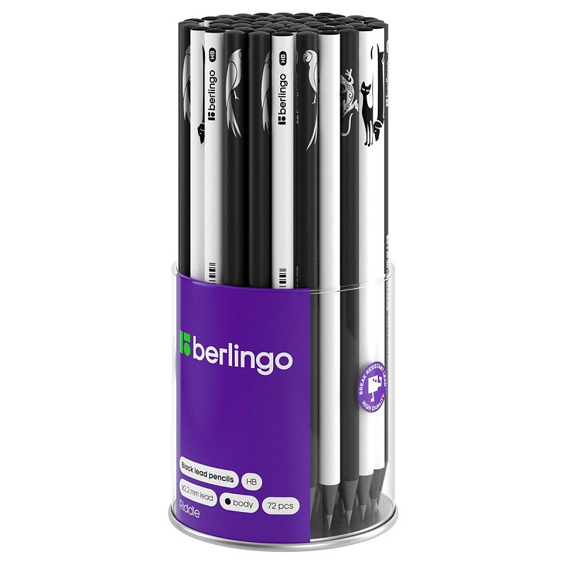 Карандаш ч/г Berlingo "Riddle" HB, черное дерево, круглый, заточен., ассорти 
