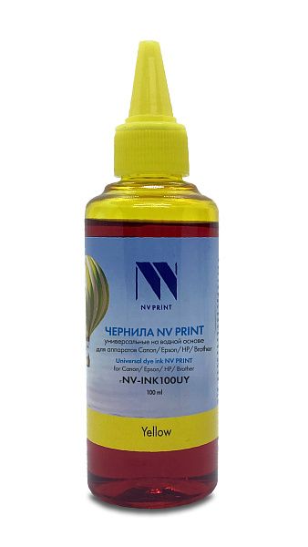 Чернила совм. NV Print универсальные на водной основе для Сanon, Epson, НР, Brother (100 ml) Yellow совместимые