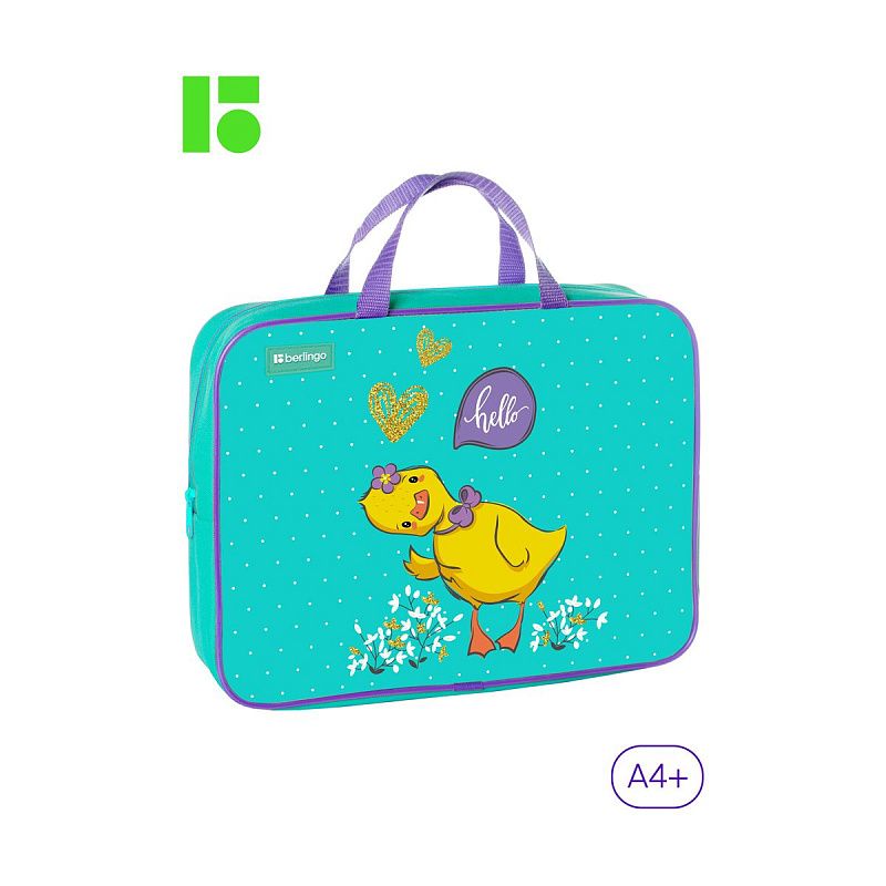 Папка текстильная с ручками 1 отделение, А4 Berlingo "Hello", 350*265*80мм, текстиль, на молнии 