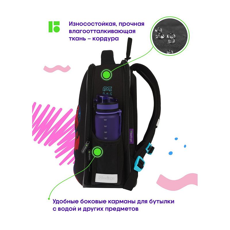 Ранец Berlingo Expert Mini "Warrior Robot" 36*27*14см, 2 отделения, 2 кармана, анатомическая спинка, мешок для обуви 