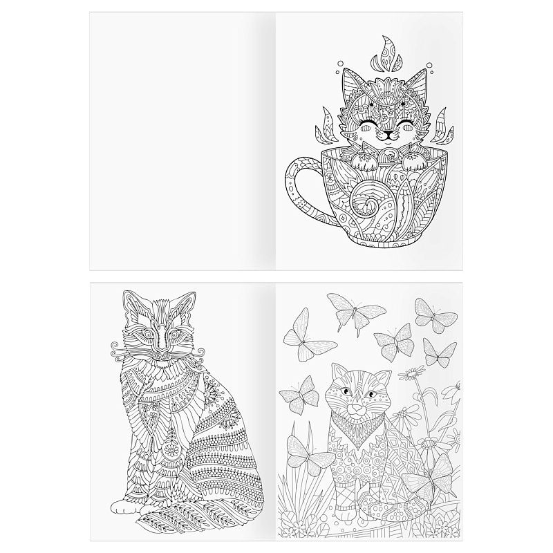 Раскраска А4, 16 стр., ТРИ СОВЫ "Антистресс. Мир кошек"