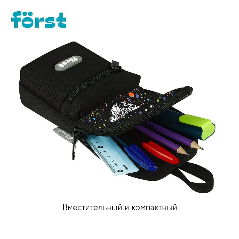 Пенал мягкий 1 отделение, 1 карман, 210*90*40 Först "Skull", текстиль 