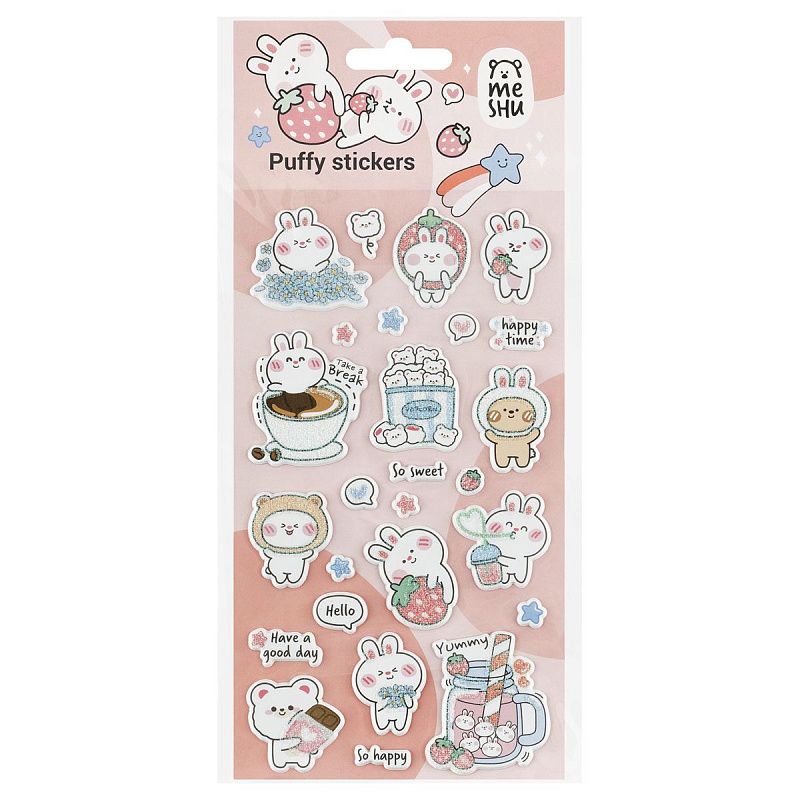 Наклейки объемные MESHU "Bubble bunny", 10*23см, пакет европодвес
