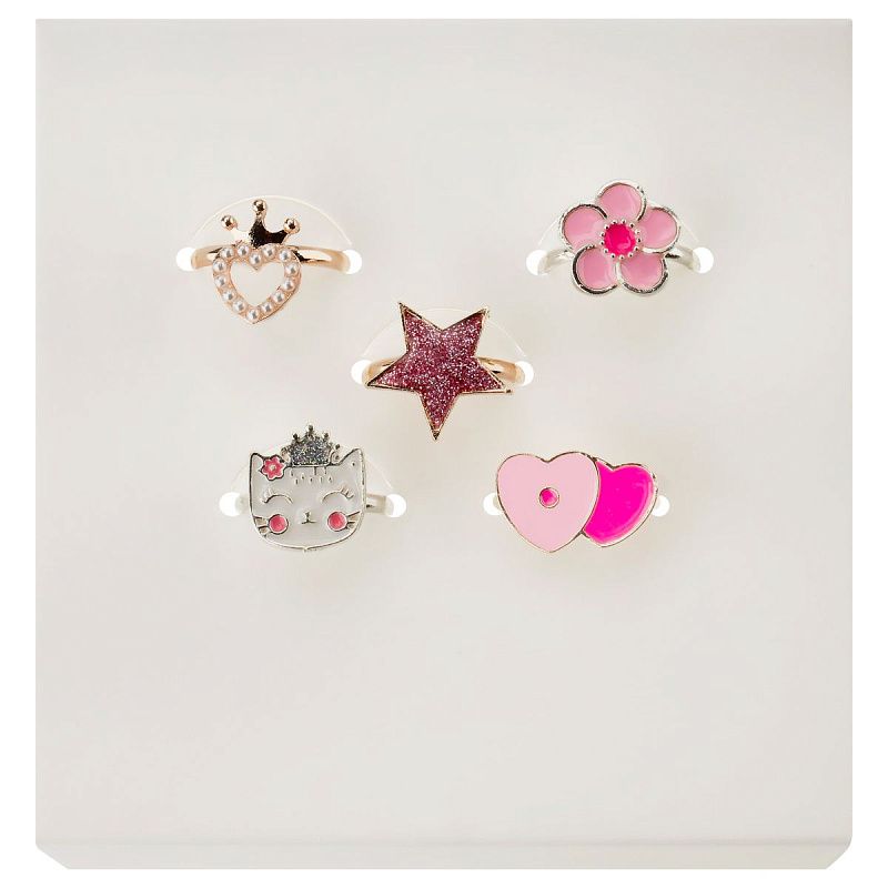 Набор колец MESHU "Superstar", бижутерия, 5шт., картонный бокс с ручкой