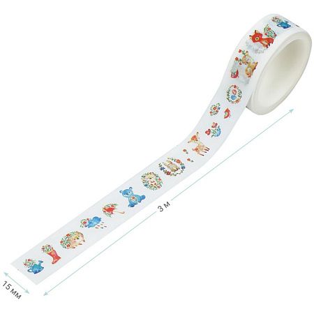 Клейкая лента декоративная MESHU "Cute toys", 1,5см*3м
