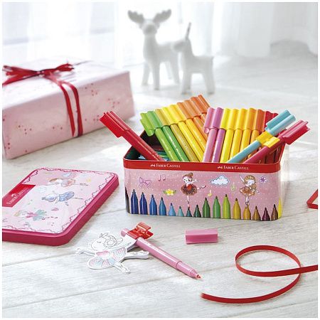 Набор для рисования Faber-Castell "Connector Ballerina" 33 фломастера+10 клипс+2 карты для раскраш.