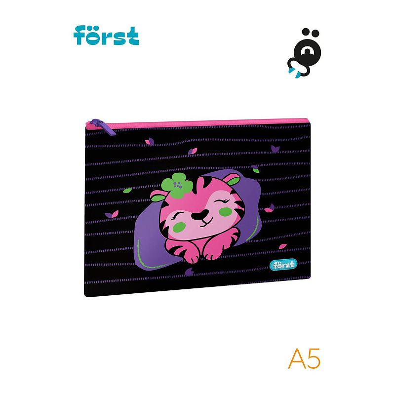 УЦЕНКА - Папка текстильная А5 Först "Pink tiger", 255*205мм, 1 отделение, полиэстер (осн 352123) 