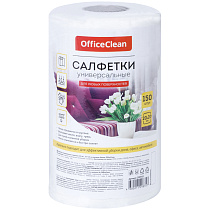 Салфетки универсальные OfficeClean, вискоза, 20*20см, 150шт., белые, в рулоне, 35г/м2