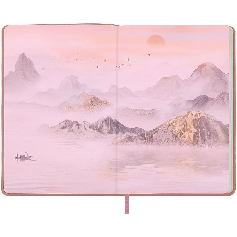 Записная книжка А5 80л. ЛАЙТ, кожзам, Greenwich Line "Sakura. Karahafu", с резинкой, тиснение фольгой, блок в линию