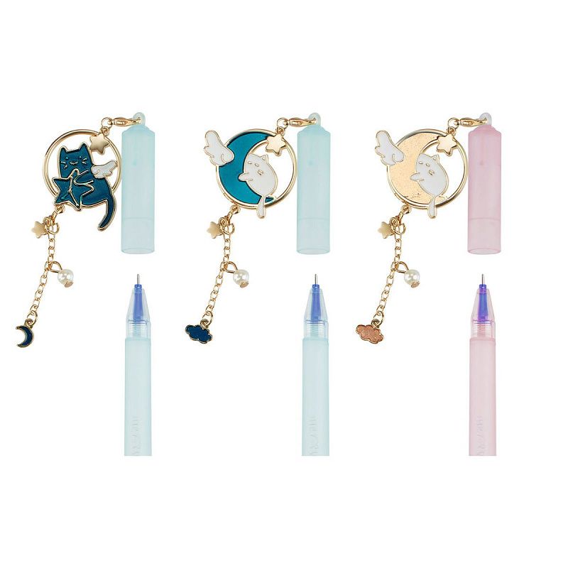 Ручка гелевая стираемая MESHU "Grace cats" синяя, 0,5мм, корпус ассорти, с топпером 