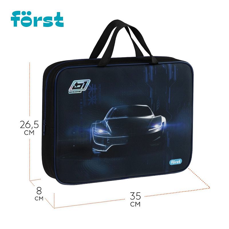 Папка текстильная с ручками 1 отделение, А4 Först "Extra Power", 350*265*80мм, текстиль, на молнии 