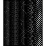 Упаковочная бумага глянц. 70*100см, MESHU "Pattern on black", 80г/м2, ассорти 5 дизайнов