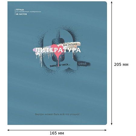 Тетрадь предметная 48л. BG "Квест" - Литература, выб. лак, металлизированный пантон