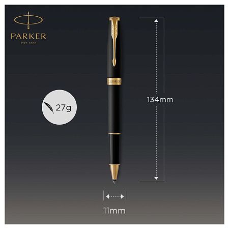 Ручка-роллер Parker "Sonnet Matte Black GT" черная, 0,8мм, подарочная упаковка 