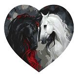 Картина по номерам на фигурном холсте ТРИ СОВЫ "Лошади Инь и Ян", форма сердце, с акриловыми красками и кистями