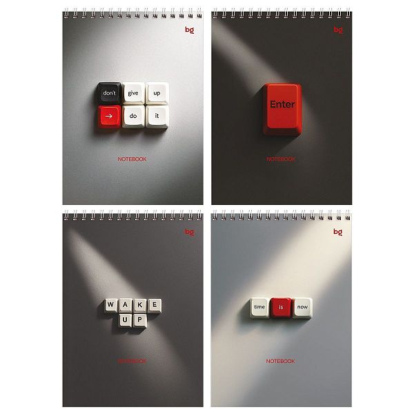 Блокнот А5 60л. на гребне BG "Push the button", твердая подложка